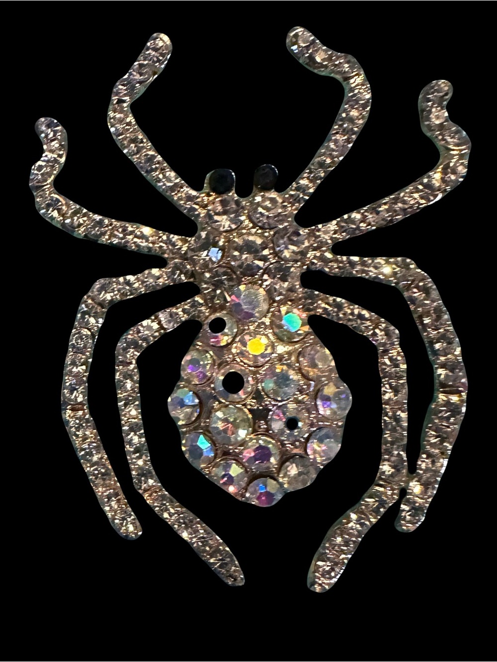 Crystal Spider Brooch - Gold Tone